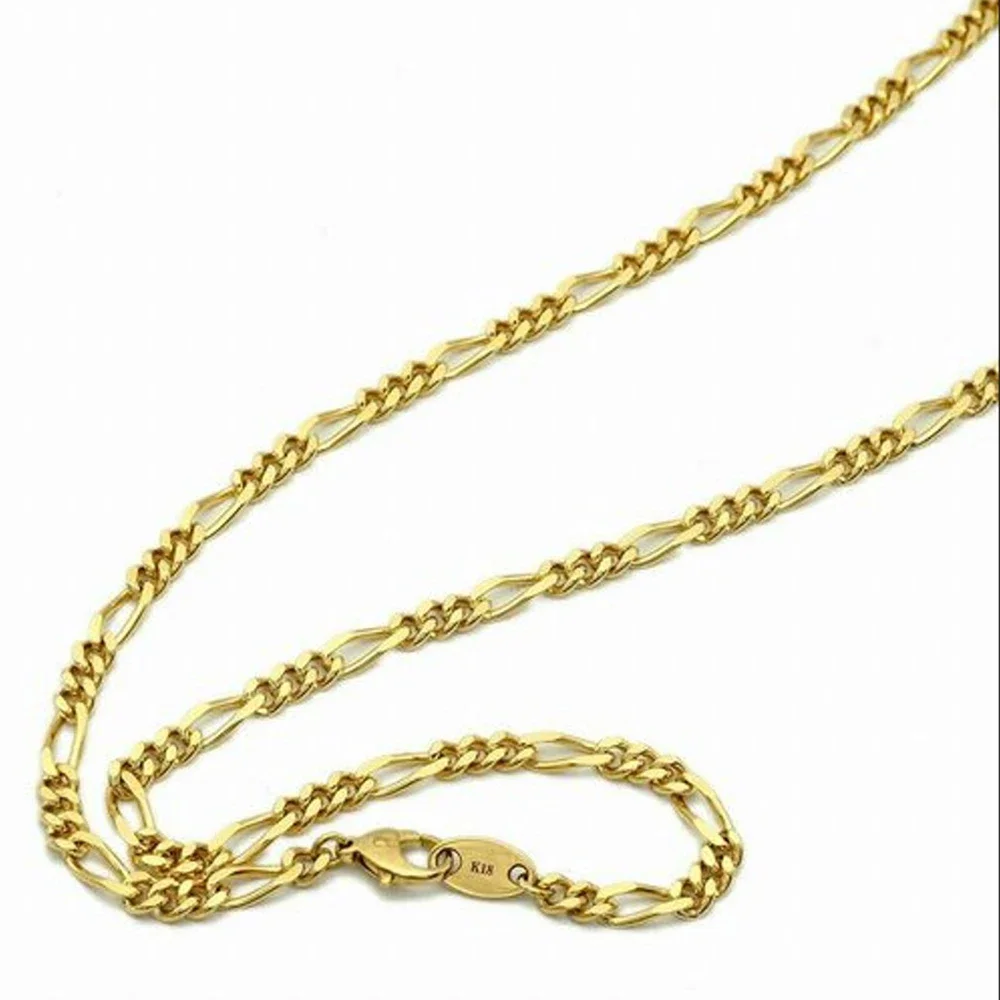 Sinya Pure 18k Au750 Gold Figaro Cuban Chain Necklace Anklets Bracelets Fine Jewelry For Women Ladies Mom Man Best Gift