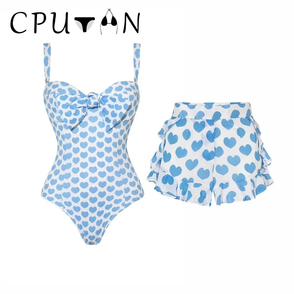 CPUTAN Push Up damski strój kąpielowy w stylu vintage letnie wakacje na plaży kostiumy kąpielowe projektant mody strój kąpielowy seksowny nadruk jednoczęściowy strój kąpielowy