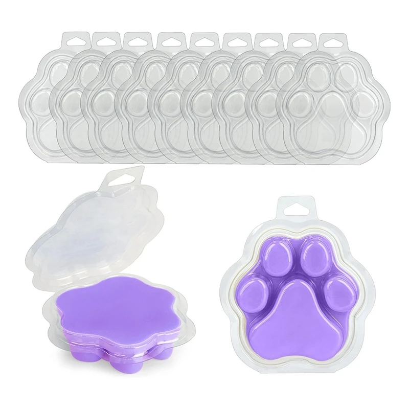 HOT SALE 100 Pack Wax Melts, Cat's Paw Transparent Empty Plastic Wax Melt Container For Corelesstart Candles