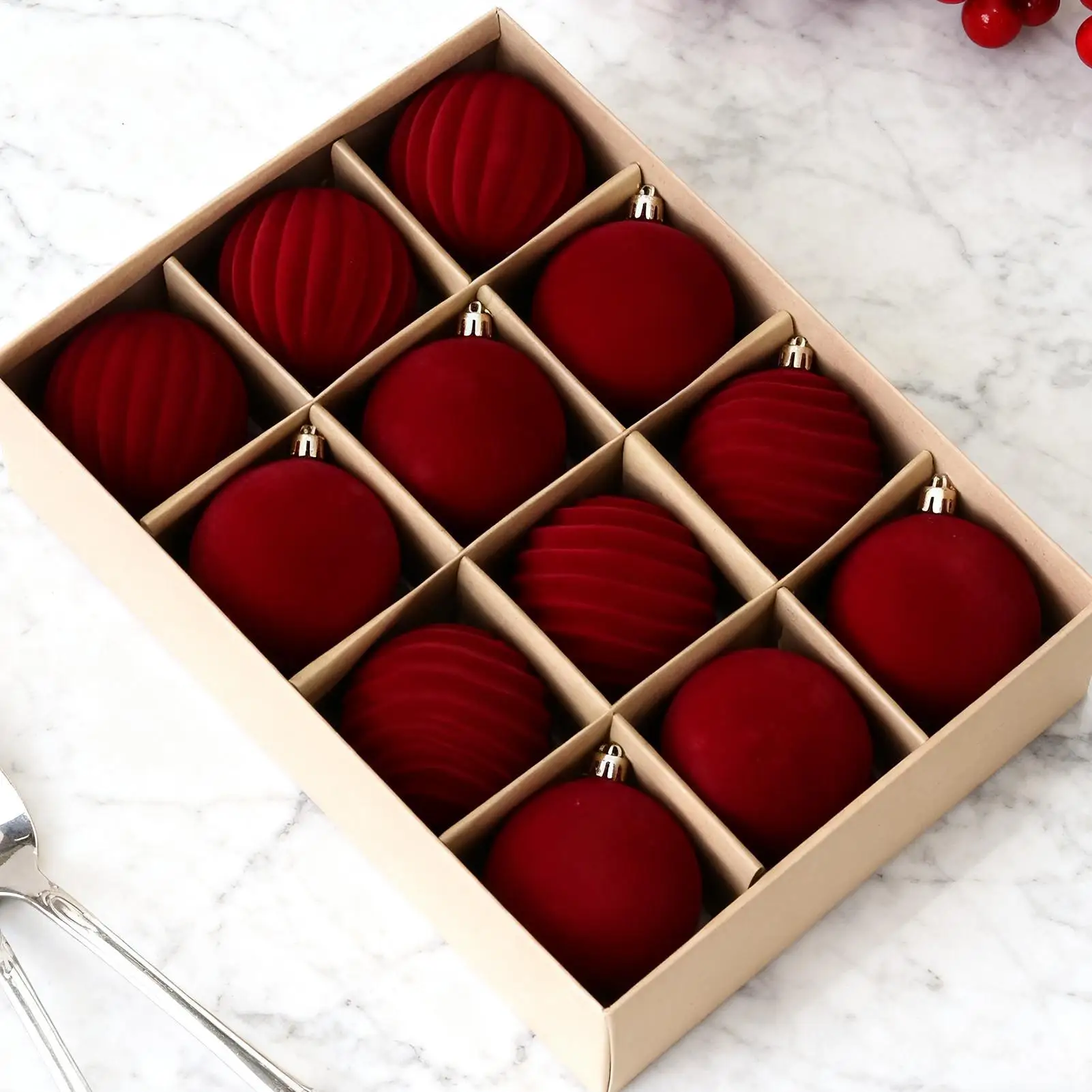 

Рождественский шар, 12 шт., небьющиеся украшения, 3,15 дюйма, бархатные флокированные украшения, шары для рождественских елок для использования в помещении и на открытом воздухе