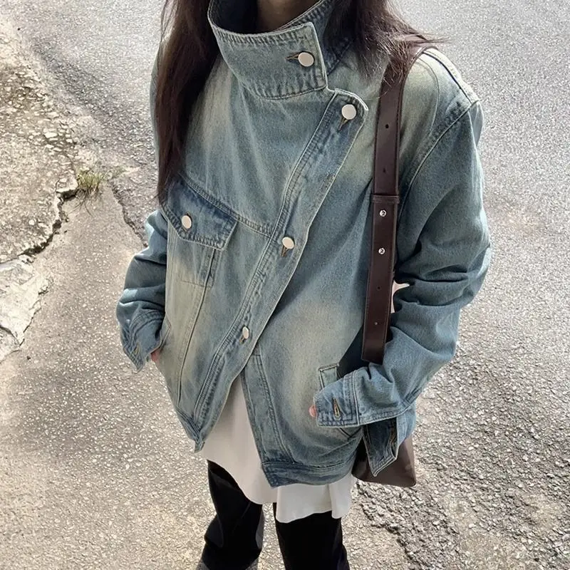 

Женское джинсовое джинсовое платье больших размеров, осень-зима, новое винтажное повседневное свободное пальто на пуговицах