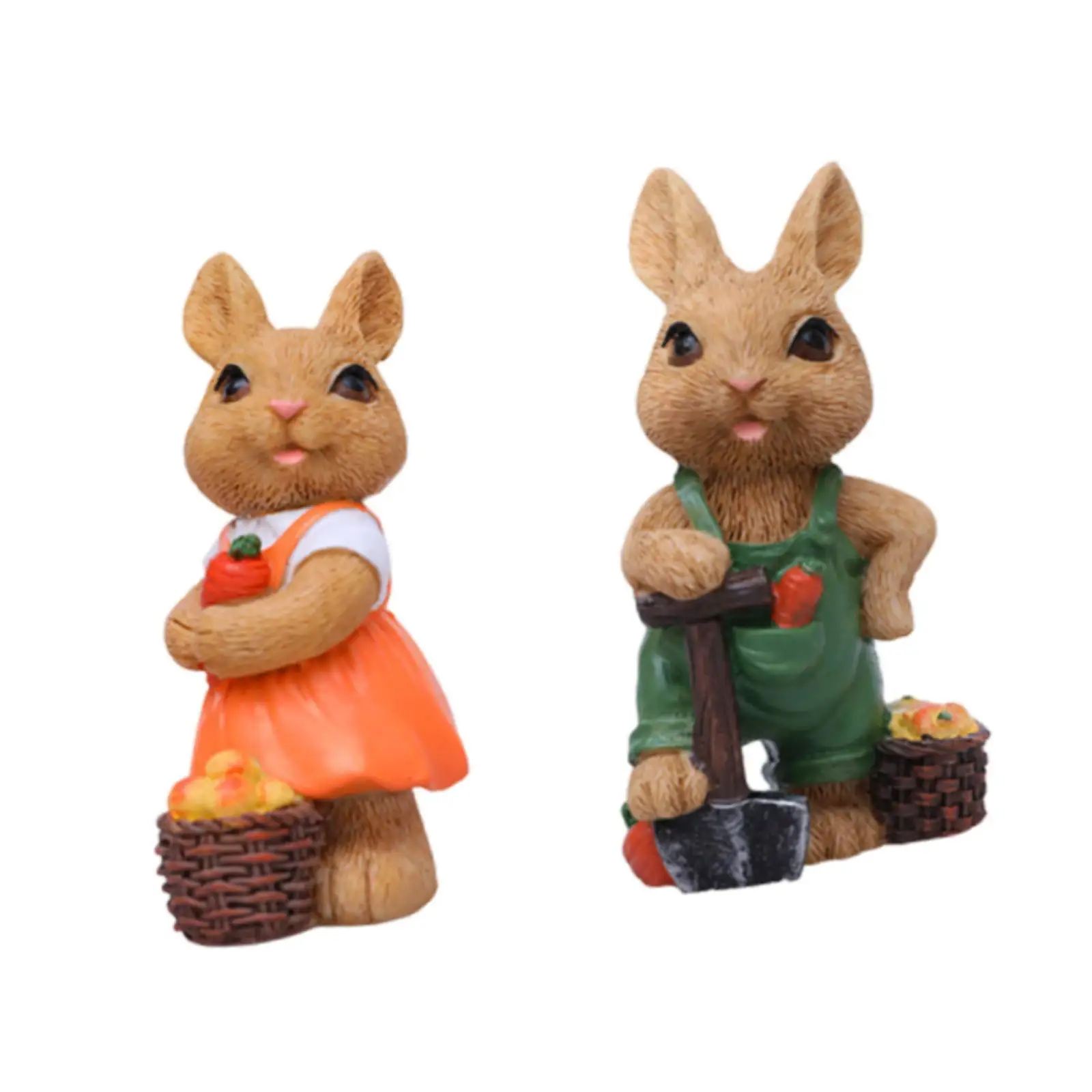 2 pieces Easter Rabbit statues miniatures figurines figurines decor of the house