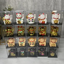 Solar mini lucky cat light rocking car boys and girls holiday gifts lucky ornaments living room decoration.