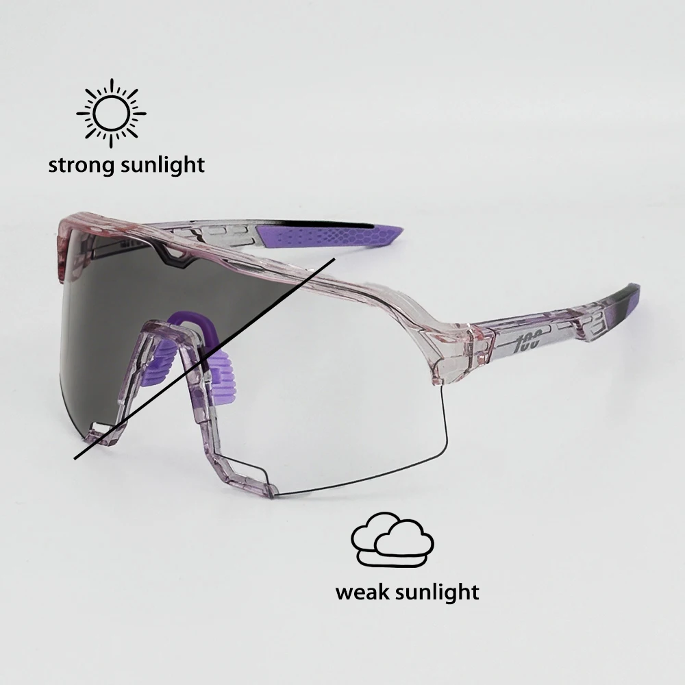 100% Photochrome Radfahrbrillen Modische Sportbrillen für Laufen Outdoor-Wandern Fahrradbrillen Straßen-MTB-Sonnenbrillen
