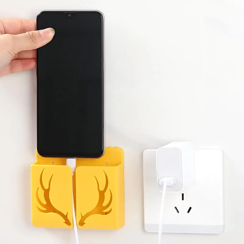 1pcs Multifunctional Antlers Mobile Phone Remote Control Storage Box Wall-mounted Racks Punch-free Mobile Phone Storage Rack