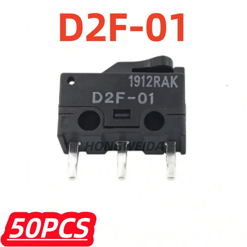 50Pcs/lot 100% New D2F-01 D2F Series Micro Switch Grey Dot Limit Switch 3 Pin