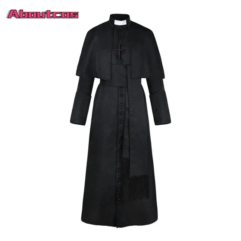 Aboutcos Priest Costume Catholic Church Religious Roman Soutane Pope Pastor Father Costumes Mass Missionary Robe Clergy Cassock
