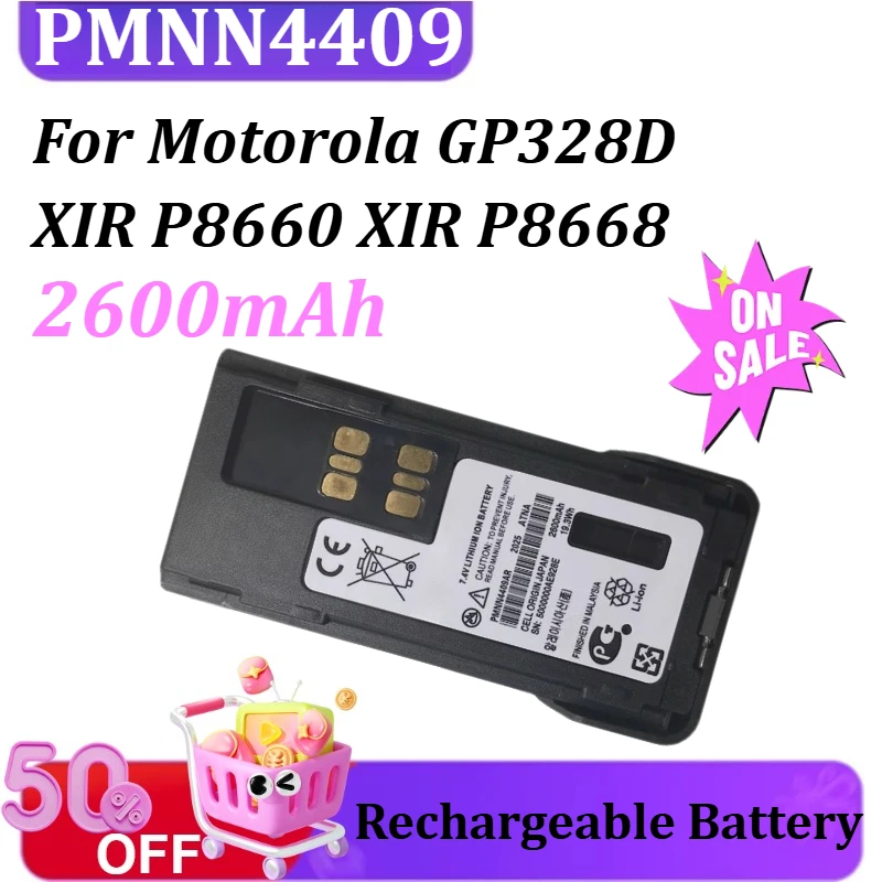 

2600mAh PMNN4409 Type-C USB Li-ion Battery for Motorola GP328D XIR P8660 XIR P8668 Radios Rechargeable Batteries