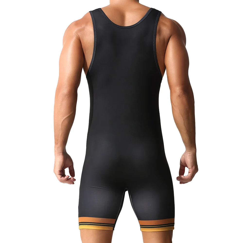 TAUWELL Men Athletic Singlet Sublimation Printed One Piece Bodysuit Wrestling Weightlifting Suit Tight Cycling Compression Sport view 3