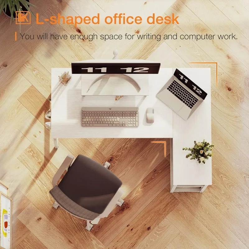 リバーシブル収納棚付きのl字型コンピューターデスク、ライティングテーブル、モダンでシンプル、家庭およびオフィスワークステーション、小型、40インチ