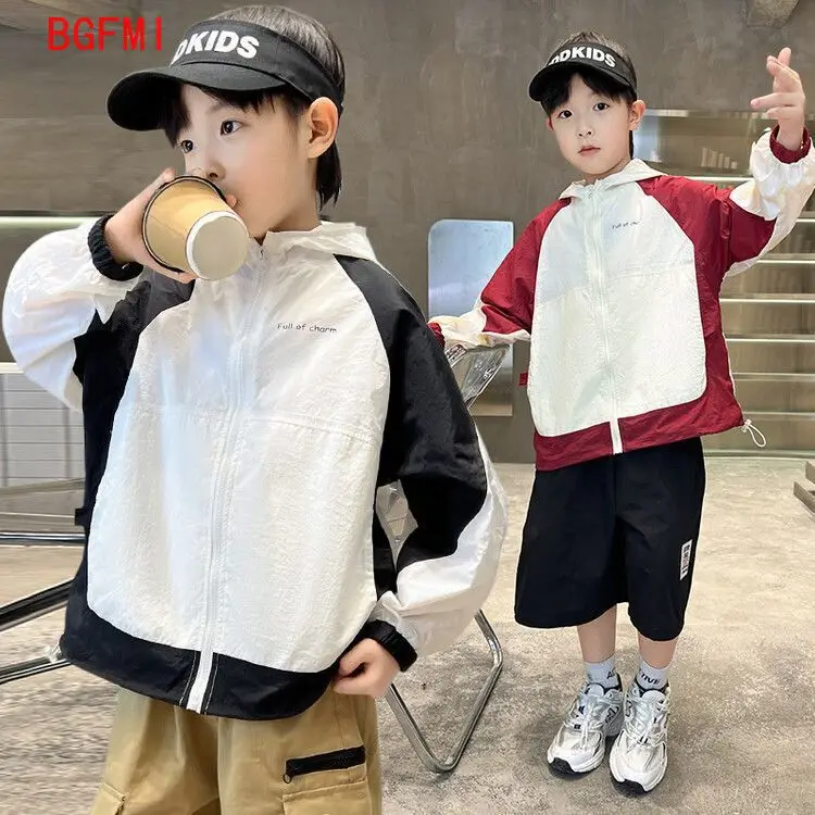 Teen Boys Summer Sun Protection Clothing 2026 New Children's Breathable Thin Sunscreen Clothing Hoodies for Kids Outerwear