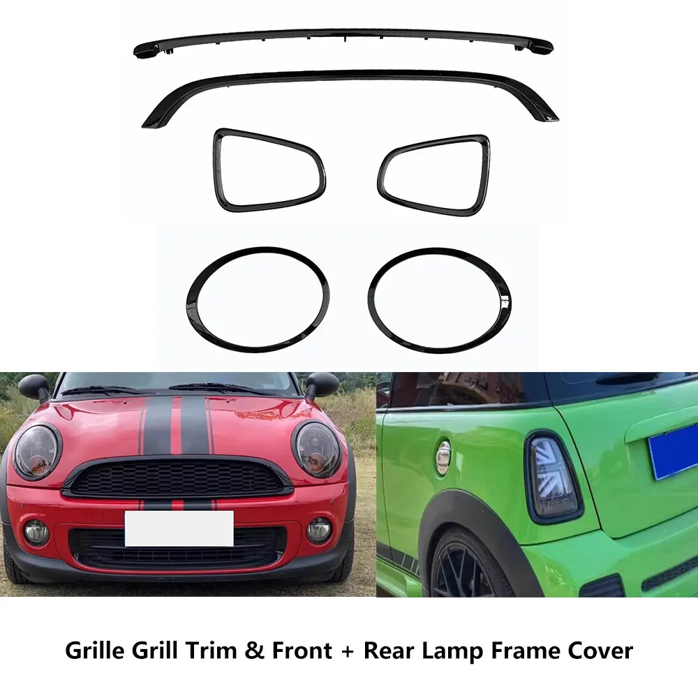 

ABS Gloss Black Front Head Light Rear Lamp Frame Cover Grille Trim For BMW MINI COOPER R55 R56 R57 R58 R59 2007-2015