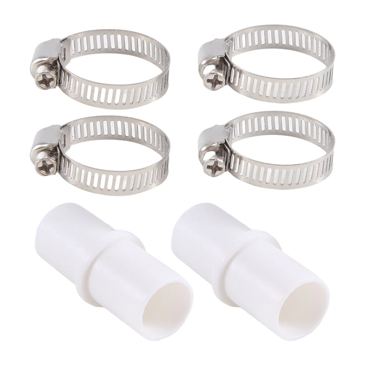 2 Pieces Washing Machine Drain Hose Connectors Washer Extension Adapter with 4 Pieces Drain Hose Clamps