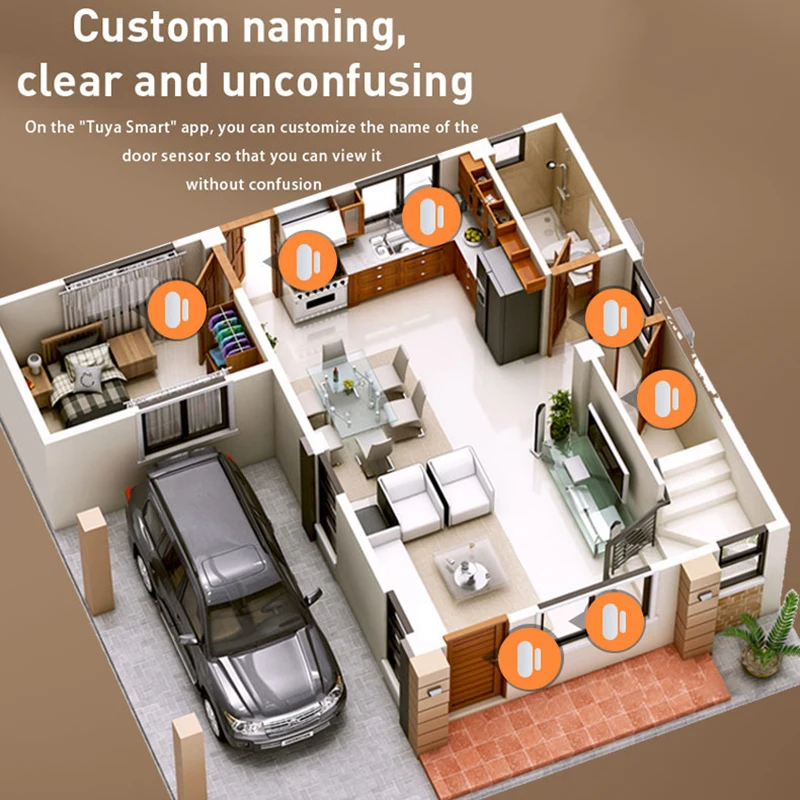 1/2PCS Tuya Door Sensor Smart Home Security Detector Alarm Window Sensor Detector Smart Life Remote Monitor Alexa