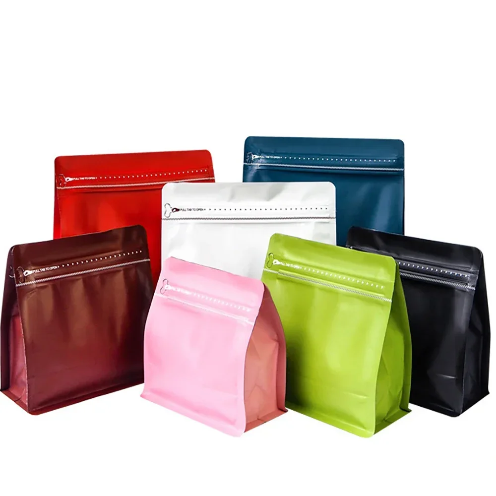 50pcs Heat Seal Plastic 150g 250g 500g 1kg Coffee Bean Bag Custom Print Stand Up Pouch Snack Aluminum Foil Smell Proof Mylar Bag