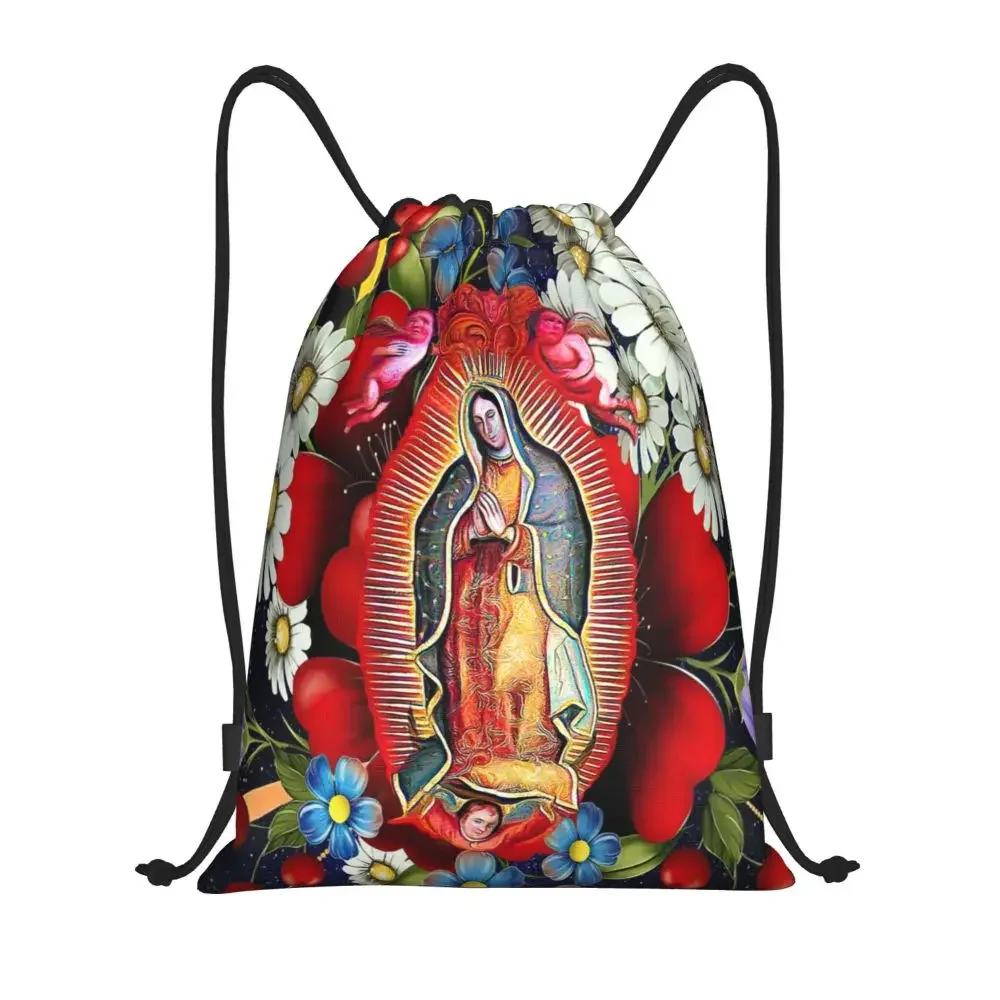 

Virgin Of Guadalupe Drawstring Backpack Sports Gym Bag for Women Men Mexico Catholic Virgin Mary Shopping Sackpack