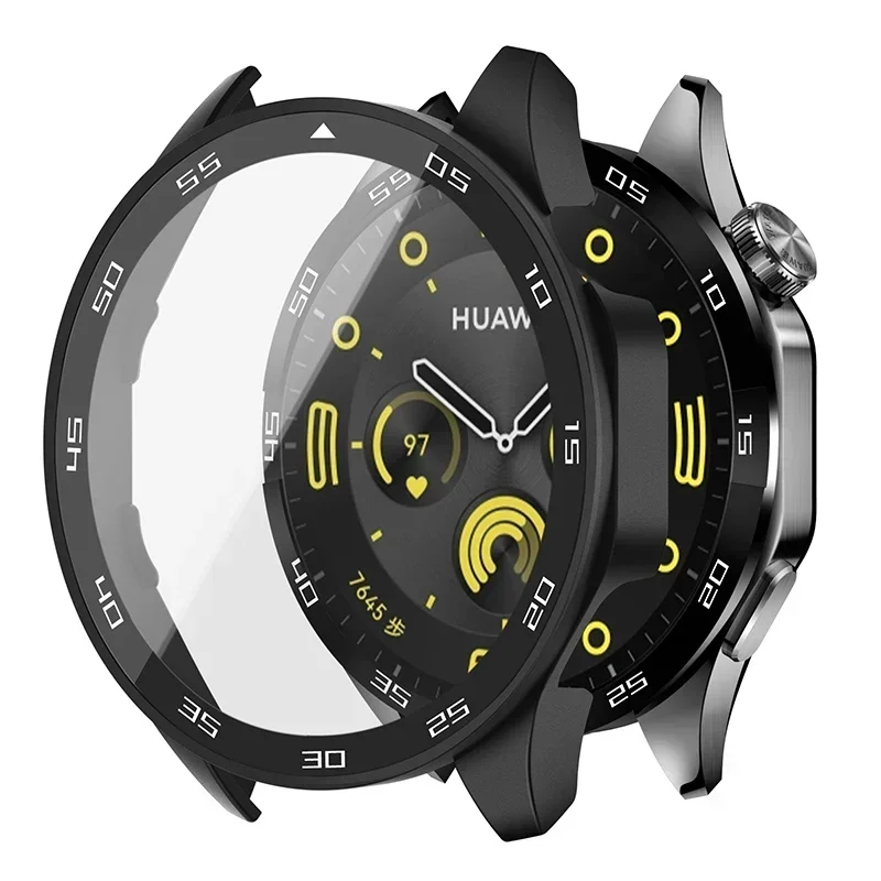 Gehärtetes Glas + PC-Gehäuse für Huawei Watch GT 4 46 mm 41 mm / GT4 46 41 mm Smartwatch-Zubehör, vollständige Abdeckung, schützende Hartschalenhüllen
