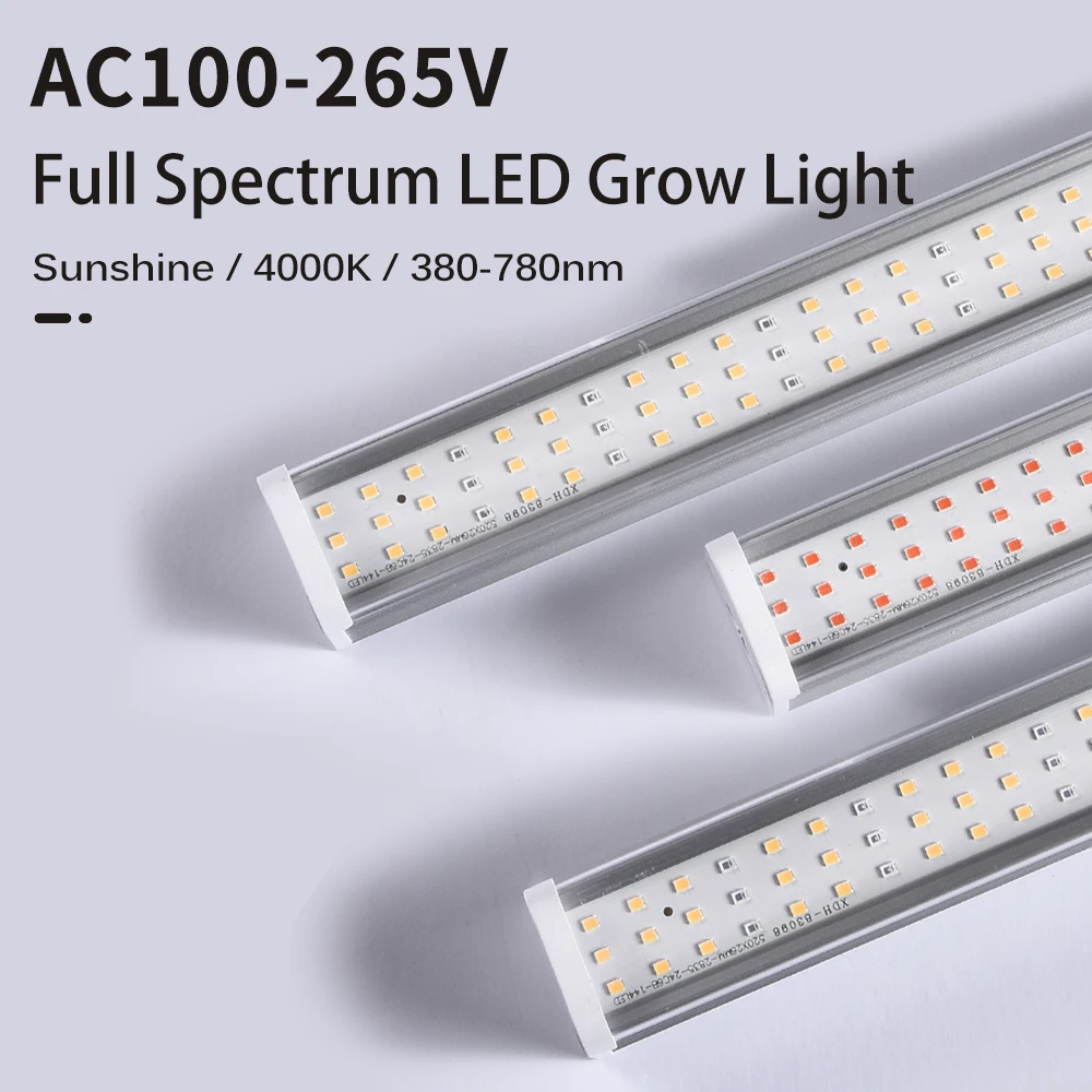 4pcs LED Grow Light 100-265V 53cm Full Spectrum LED Bar Light IP65 Waterproof Phytolamp For Plants Greenhouse Tent Plant Light