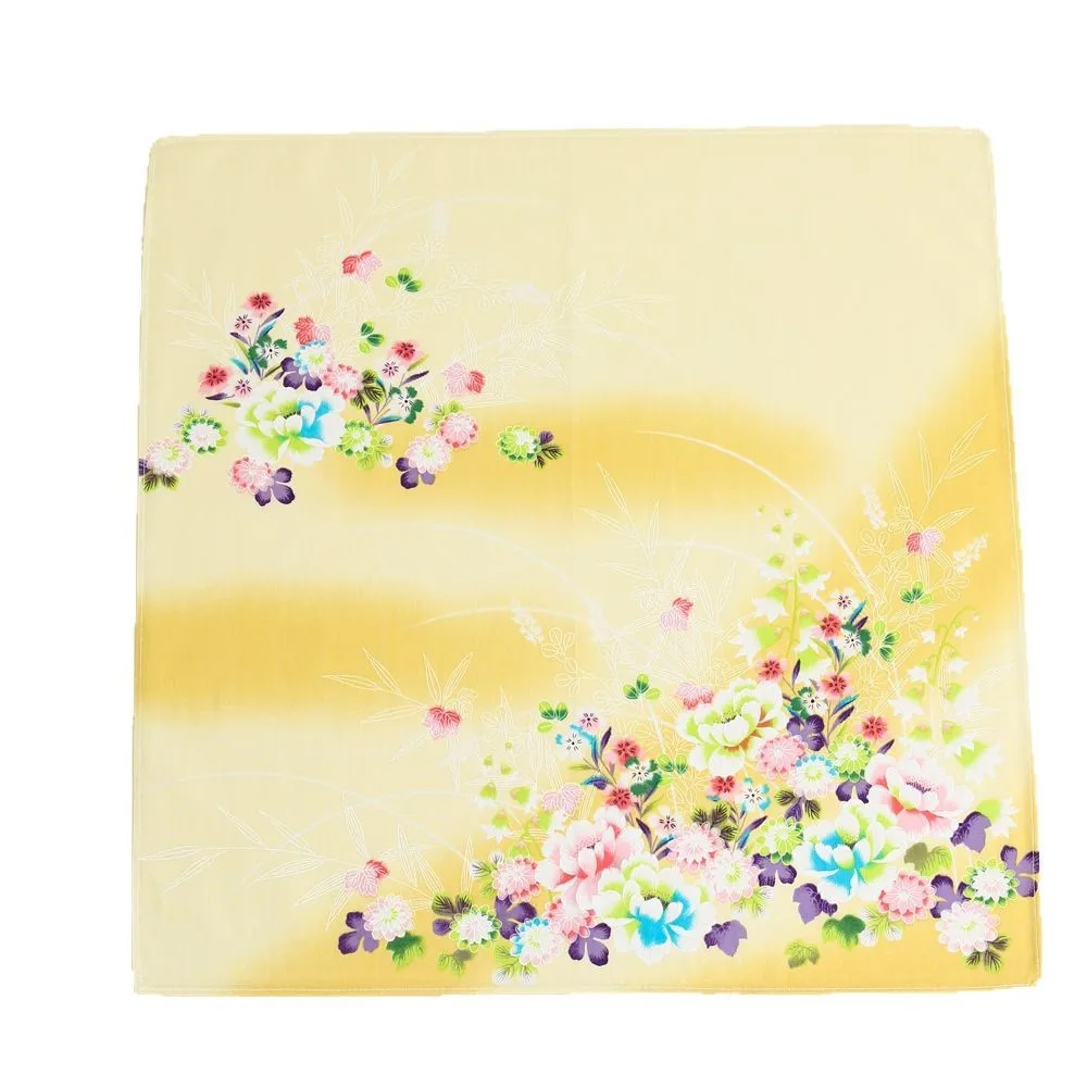 3 Buah Sapu Tangan Cetak Murni Wanita Katun Combed Syal Persegi Hadiah Tangan Korea Jepang Bunga Perubahan Bertahap 43*43Cm