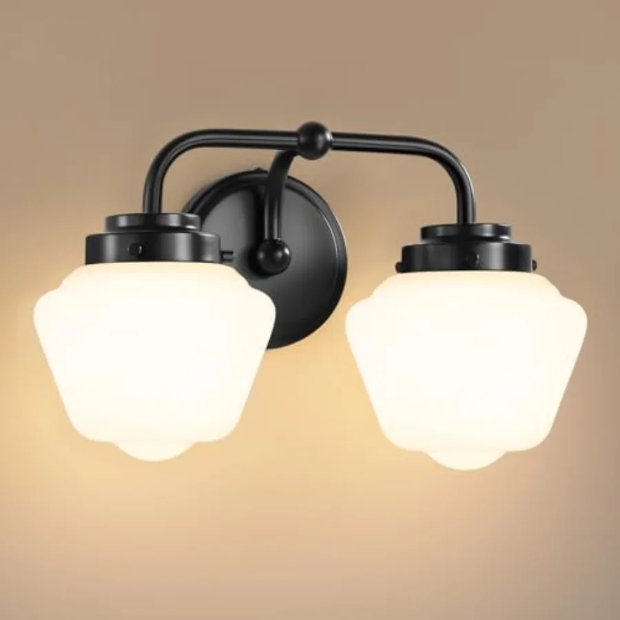 

Bathroom Vanity Fixtures: Bathroom ing Fixtures Over Mirror with Milky White Frosted Glass Shade, Farmhouse Modern Wall Light f