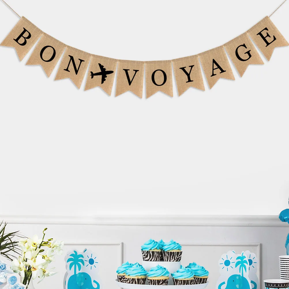 

Rustic Burlap Party Decoration Voyage Bunting Hanging Wall Voyage Bunting Mantel Fireplace Nautical Cruise Theme