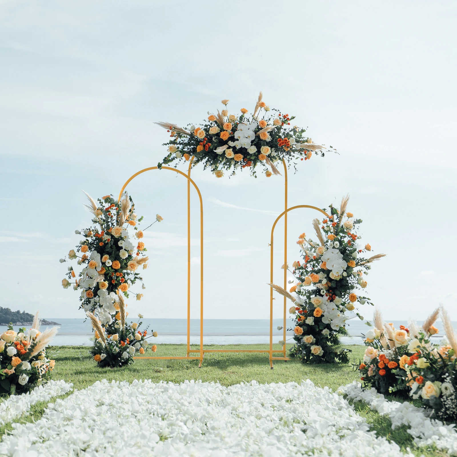 Golden Metal Balloon Arch Bracket 3-Piece Set (7.2 Feet/6.6 Feet/6 Feet) Suitable for Wedding Ceremonies, Birthday Parties - view 4