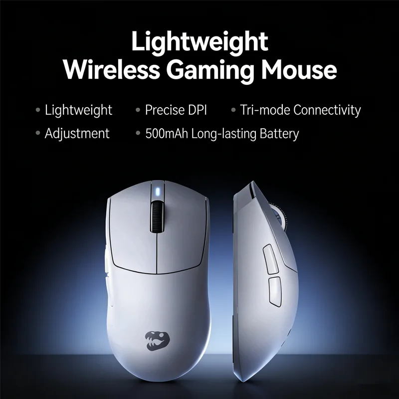 MLOONG MX301 Wireless Gaming Mouse Ultra-Lightweight 500mAh Rechargeable 3-Mode 1000Hz Polling Rate TTC Switch For Gaming&Office