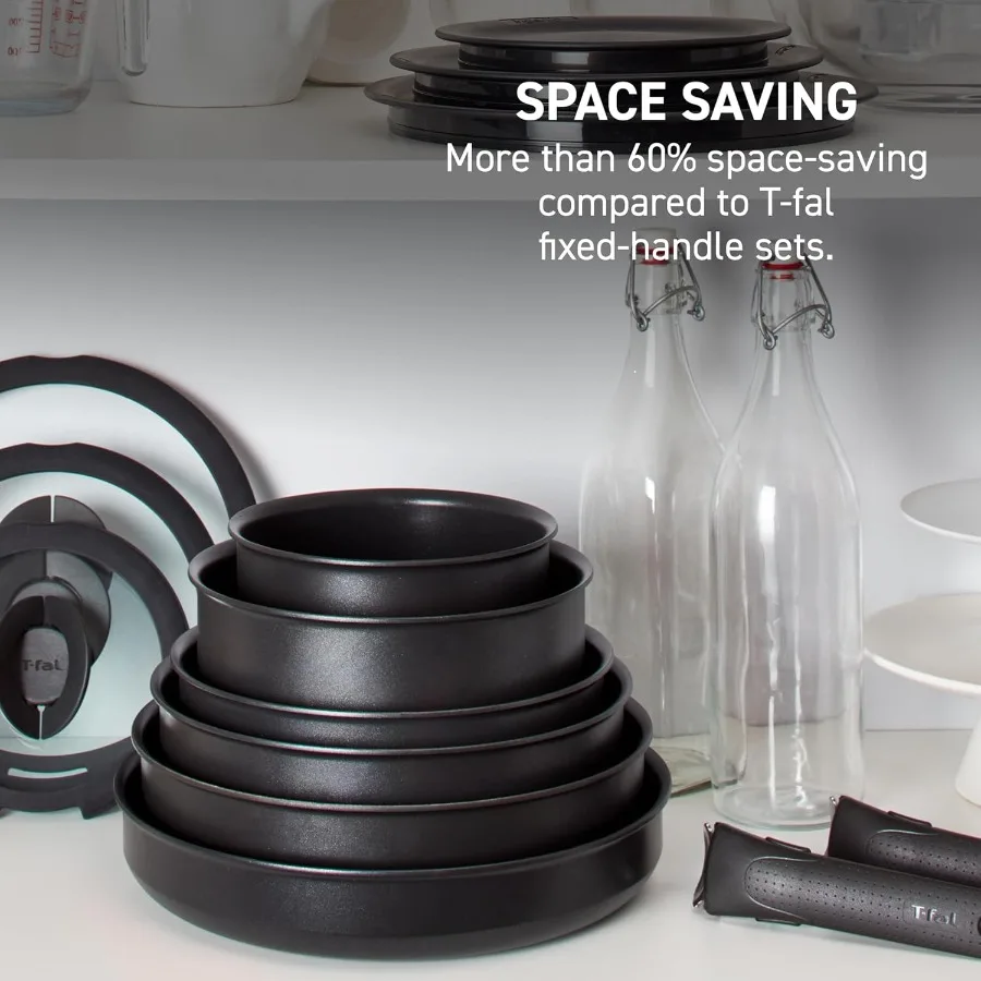 Detachable Handle Cookware Set, Stackable Set. Induction Oven Broiler Safe 500F Cookware, Pots and Pans, Oven, Broil, Dishwasher
