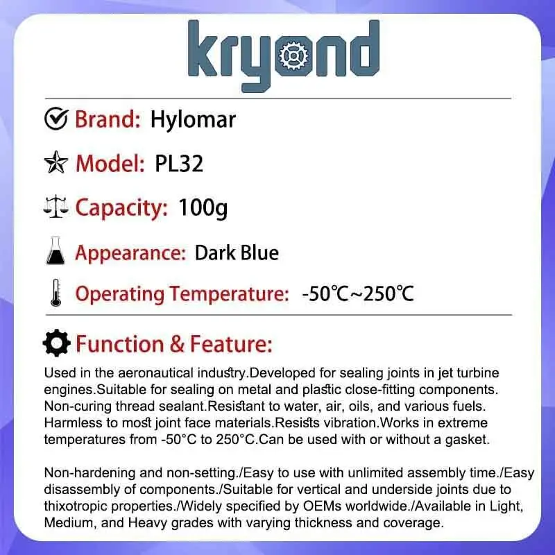 Hylomar Aerograde PL32 100g Wide Operating Temperatures