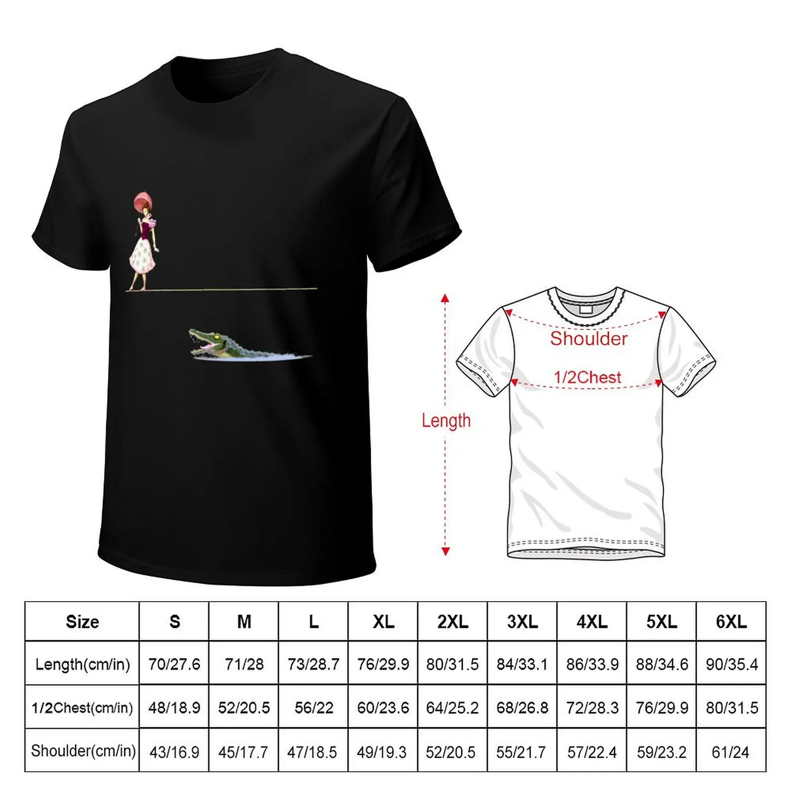 Haunted Tightrope Girl and Gator T-Shirt Big Size Loose Fit Tee Shirt