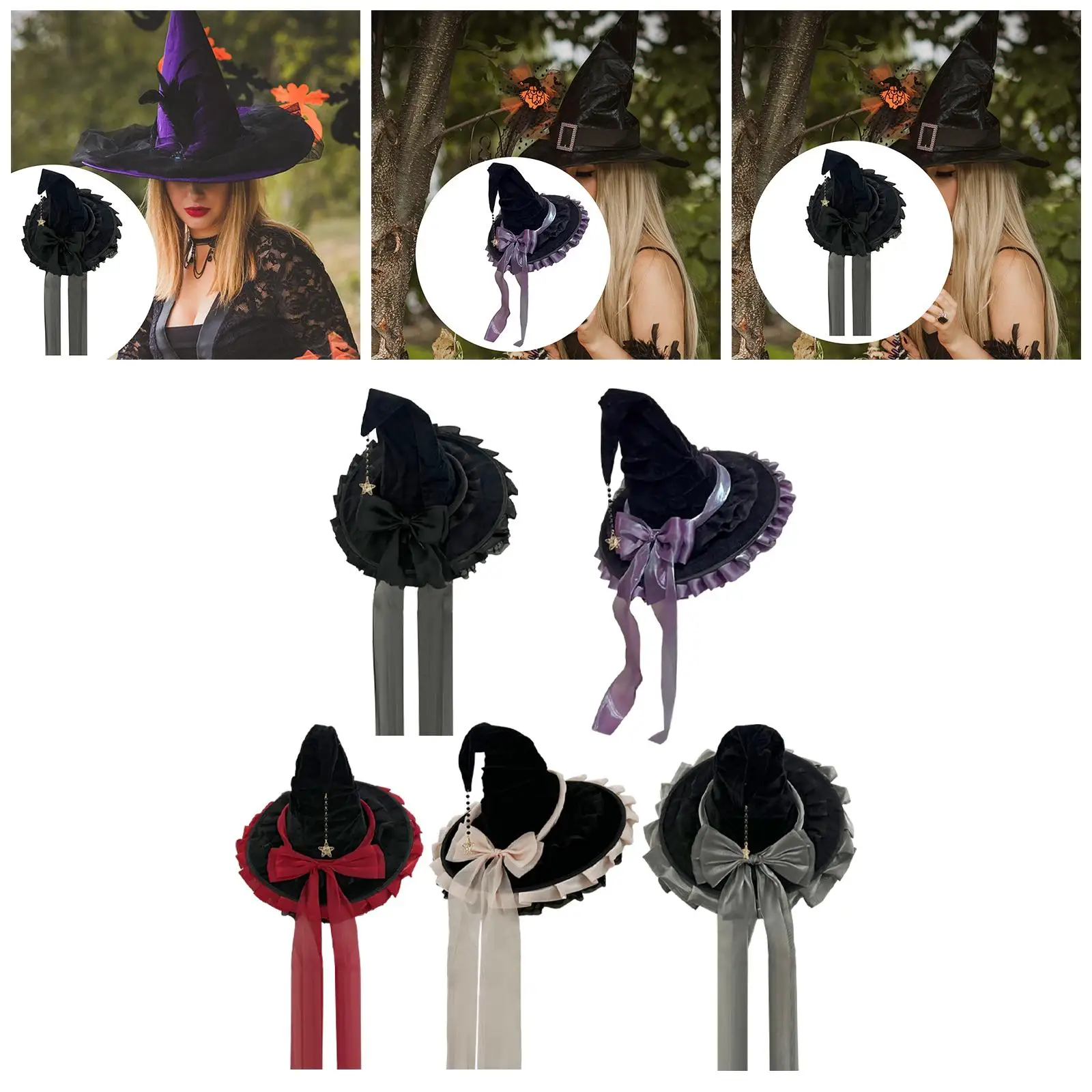 

Halloween Witch Hat Pointy Witches Cap for Costume Photo Props Masquerade