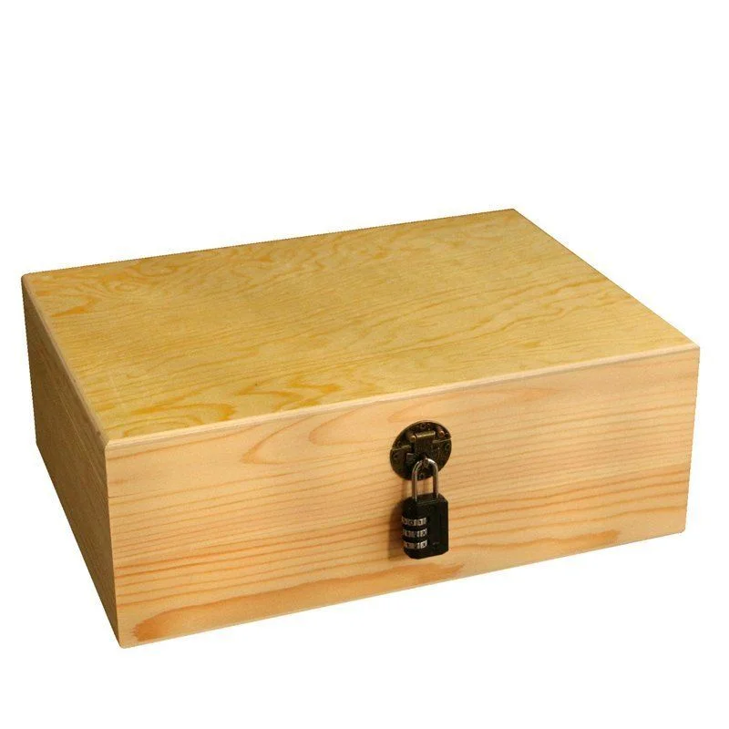 [ ] Desktop Storage Box With Lock Household Vintage Wooden Mahjong Jewelry Packaging Lockable Piggy Bank