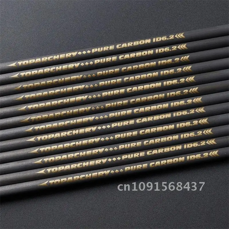 Archery Pure Carbon Arrow Shaft Spine 300 350 400 500 600 ID 6.2 mm Recurve Bow and Arrows Hunting Shooting 6PCS/12PCS