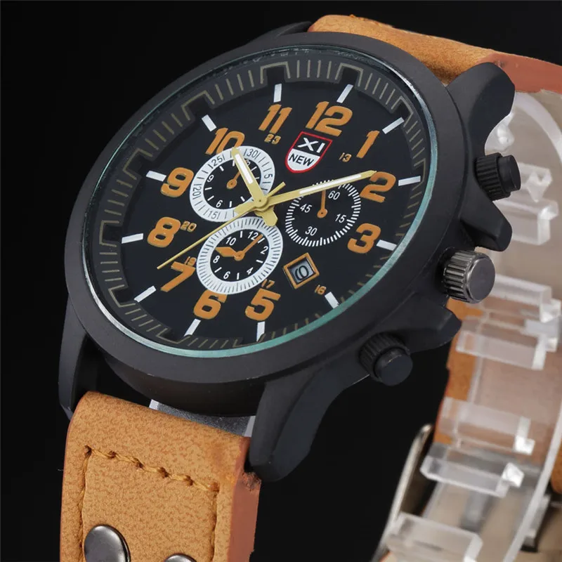 Reloj Hombre Originale XINEW Uomini di Marca Orologi Per Bambini Cinturino In Pelle di Moda Semplice Data Orologio Al Quarzo Nero Montre Homme 2025