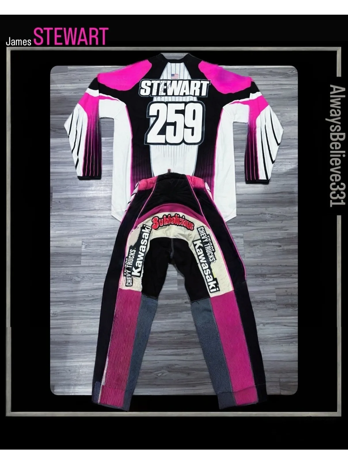 Kawasaki – T-Shirt et pantalon à manches longues pour moto tout-terrain pour hommes, vêtements de sport respirants pour vélo de montagne en plein air # 259 James Stewart