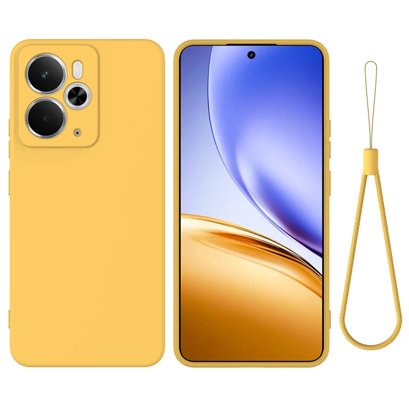 Für Realme 14, 14T 5G Hülle ELVEV Gute Qualität Niedliche Flüssigsilikon-Schutzhülle mit Trageband