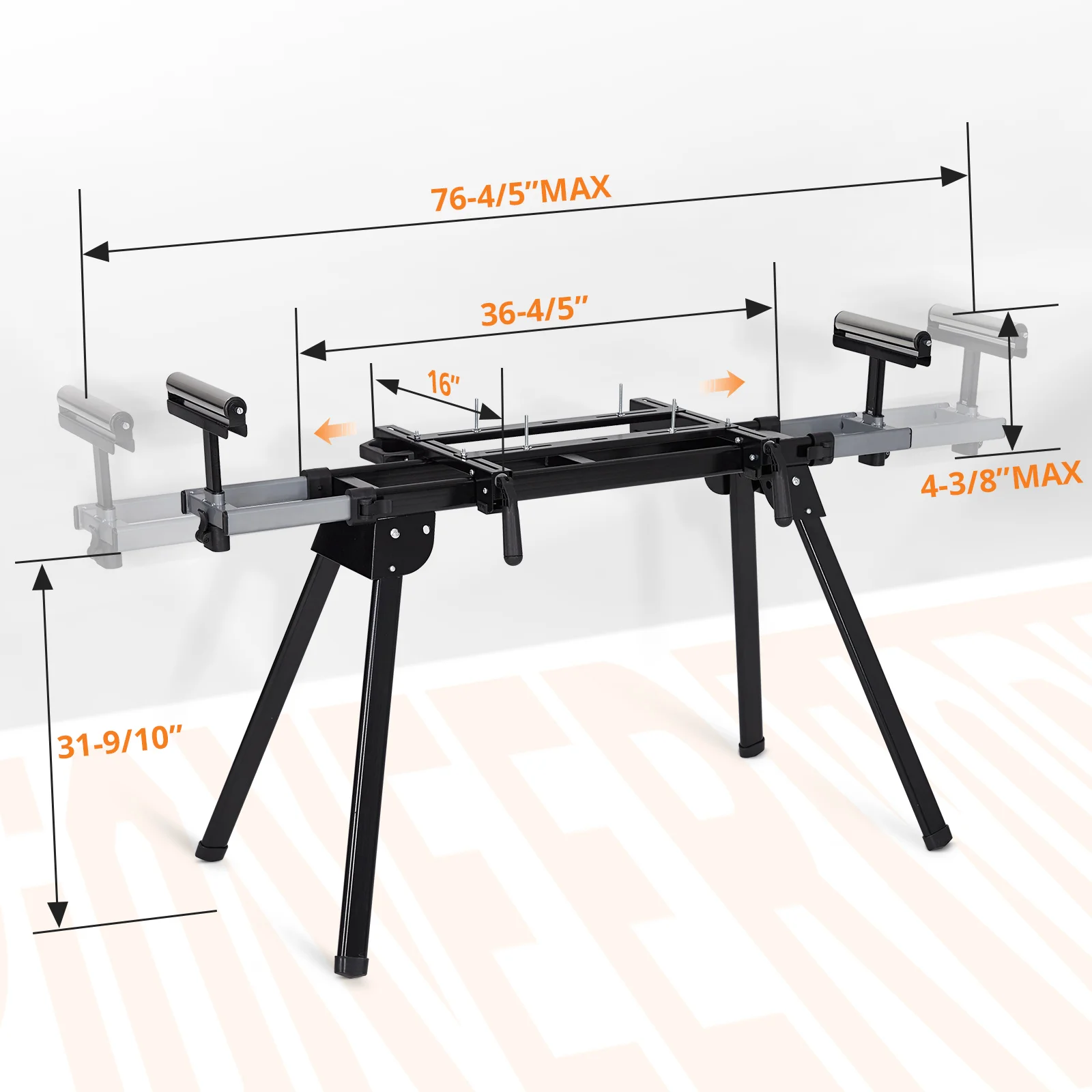 Heavy Duty Compatible Miter Saw Stand – Portable Collapsible Iron Frame, 440 lbs Capacity, 76.8'' Sliding Rail, Quick Release Mounting Brackets, Fits Most Table & Miter Saws, Ideal for Industrial Power Tool Use