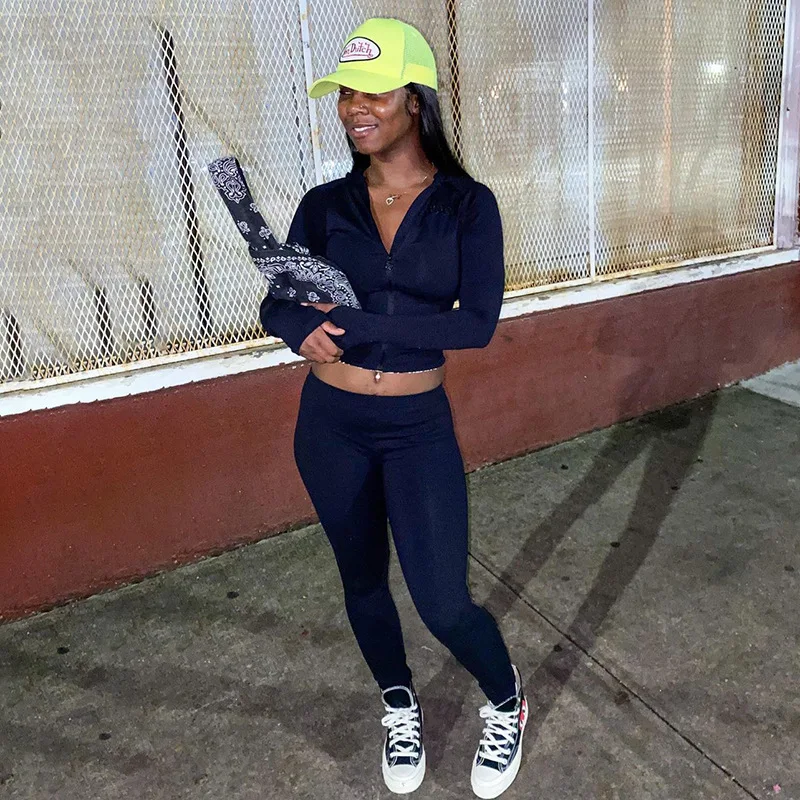 

Faionable Pure Color ort Толстовка Топ Сексуальные узкие длинные брюки Женский ансамбль Дышащий материал из спандекса Осенняя коллекция