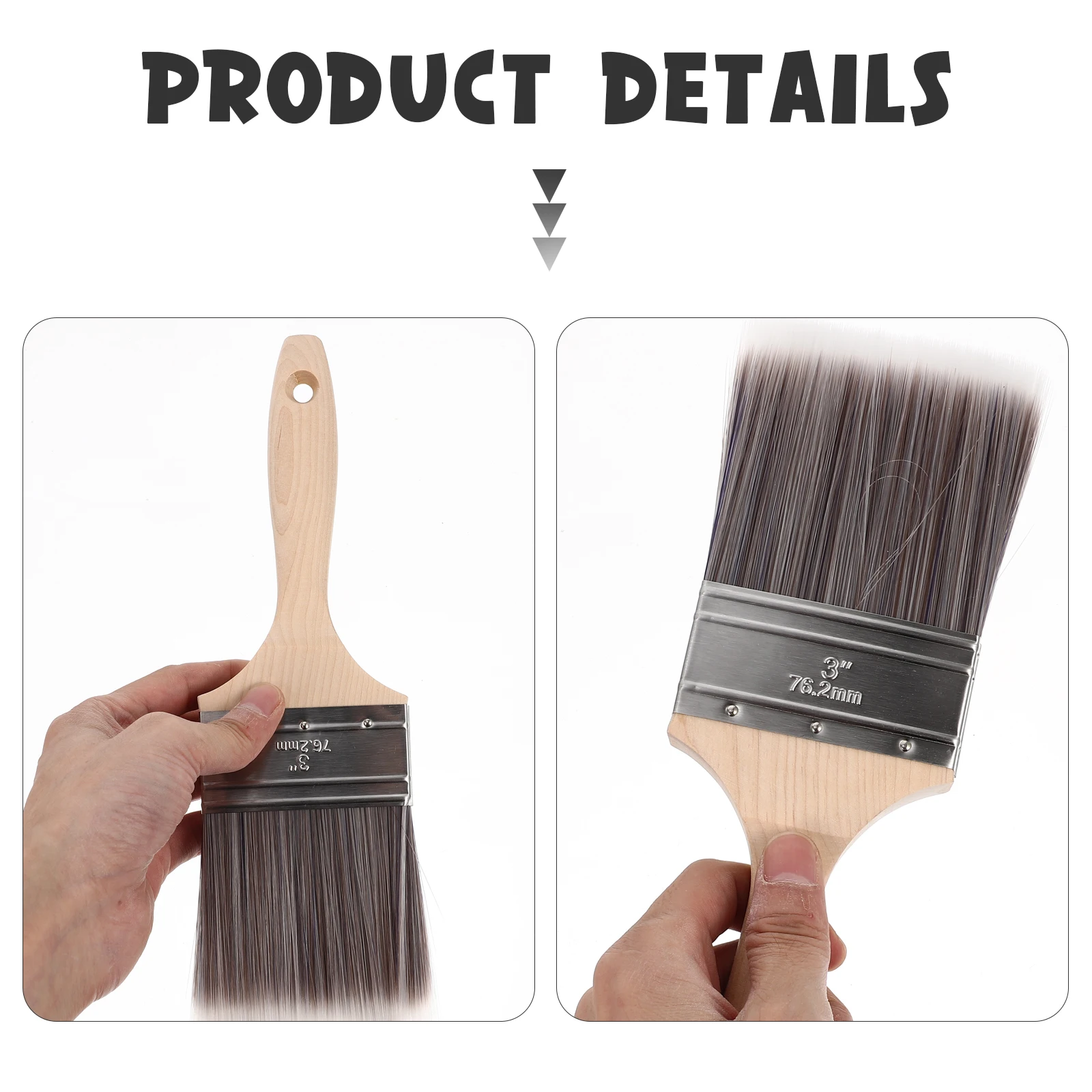 

Paint Brush Stainless Cap Birch H for Wall Painting Glue Cleaning Oil Student Art No Lint Water Absorption Multifunction