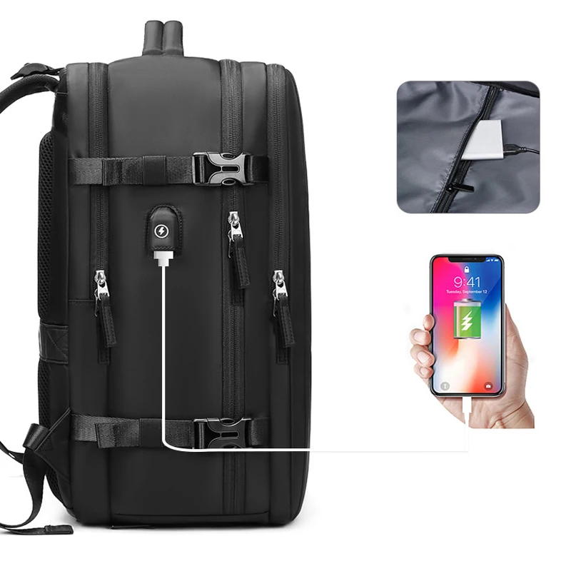 Zaino da viaggio da 18 pollici zaino per Laptop con ricarica USB impermeabile uomo donna borsa da scuola leggera borse per bagagli con tasca per