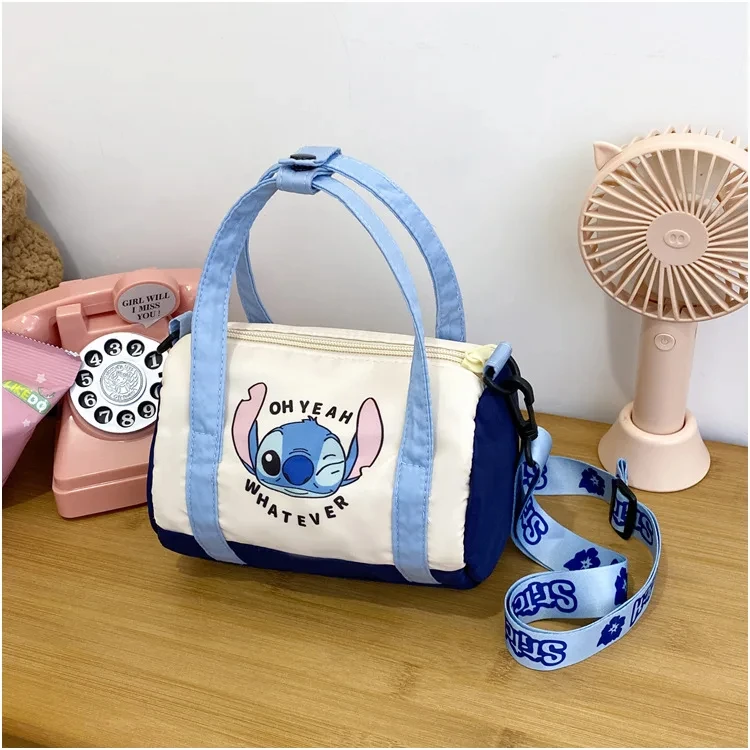 Borsa a tracolla a secchiello in tela Disney Stitch Cartoon lasso Strawberry Bear borsa a tracolla leggera genitore-figlio Trend Tote Bag