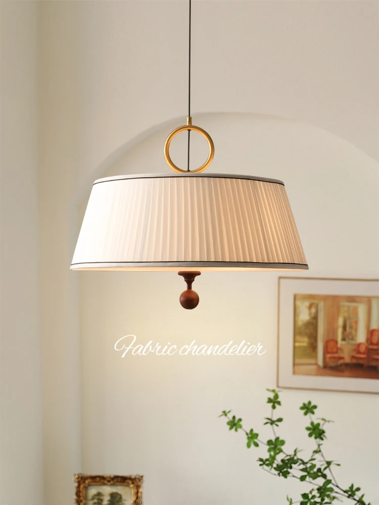 

French medieval style restaurant LED pendant light modern and simple living room study room exhibition hall bedroom fabric light