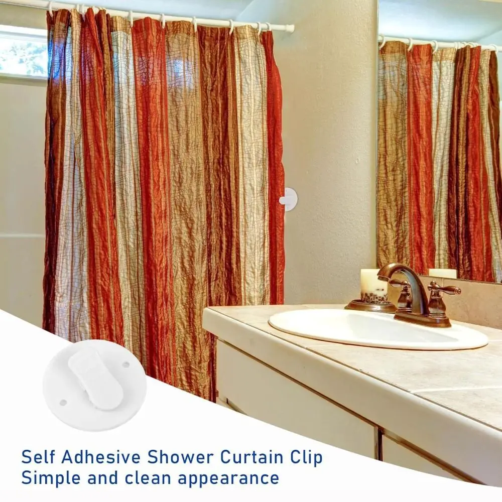 New Self Adhesive Shower Curtain Clips Waterproof White Curtain Fasteners Plastic Material Curtain Clips Home Shower