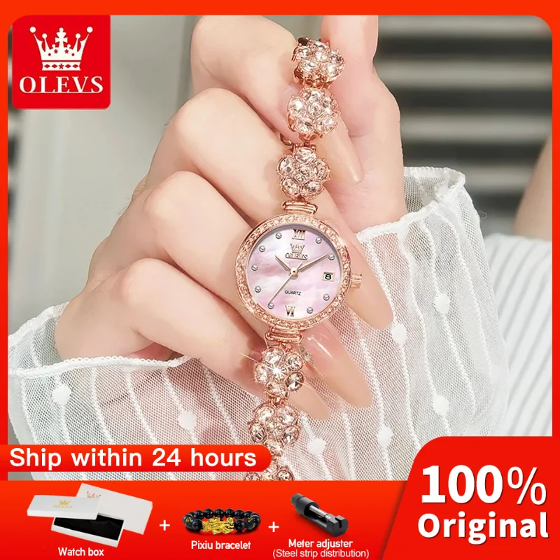 OLEVS Watches New 5638 Woman Watches Luxury Quartz Watch Diamond Chain Ladies Watch Automatic Date Waterproof Watch Reloj Mujer