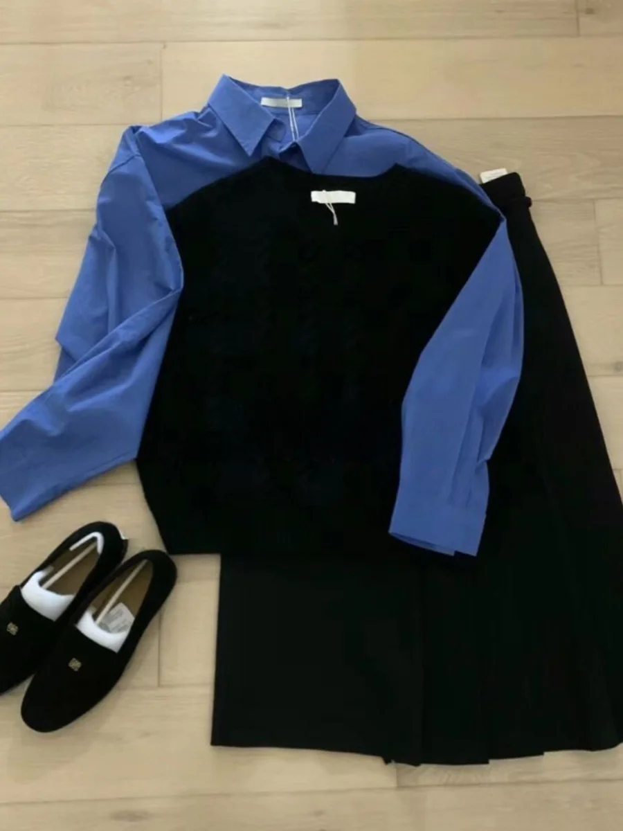 

Casual Sle Knitted round Ne Vest Women's Autumn Faionable Layering Slimming Bal Sweater Vest Simple Design