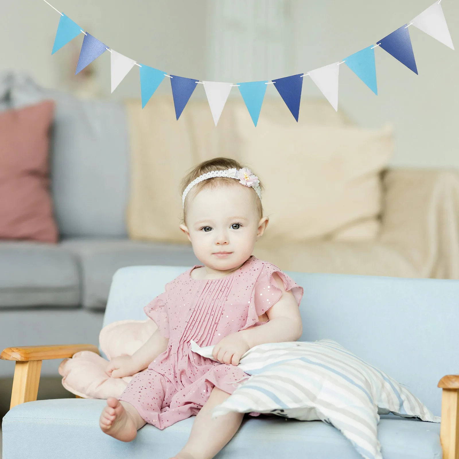 لافتة الرايات المثلثة الملونة القابلة لإعادة الاستخدام، أعلام راية عتيقة لحفلات أعياد الميلاد وحفلات الزفاف وحفلات الزفاف وإكليل معلق #2