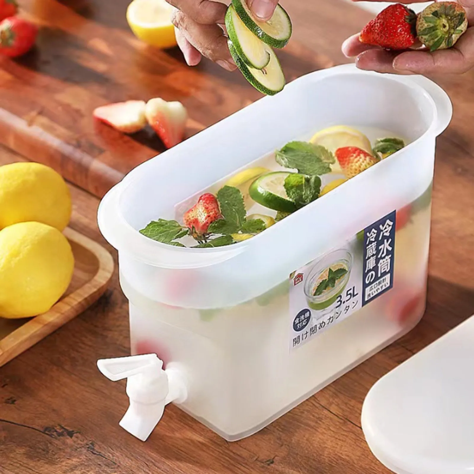 Water Kettle With Faucet Beverage Dispenser Cold Juice Lemonade Drinks Bucket Liquid Storage Tank Outdoor Fridge Organizers