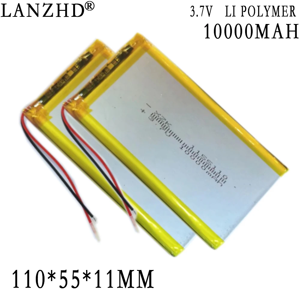 1-20pcs 3.7V Polymer lithium battery 10000mAh Large capacity For Tablet computer, Mobile power supply DIY batteries 1155110