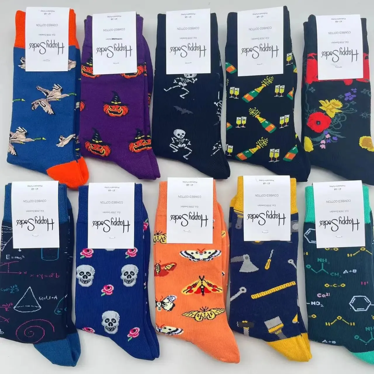 Happysocks الرجال منتصف العجل الجوارب الملونة تنوعا جوارب قطنية العصرية العلامة التجارية الجوارب INS الجوارب الشعبية وصول جديد #4