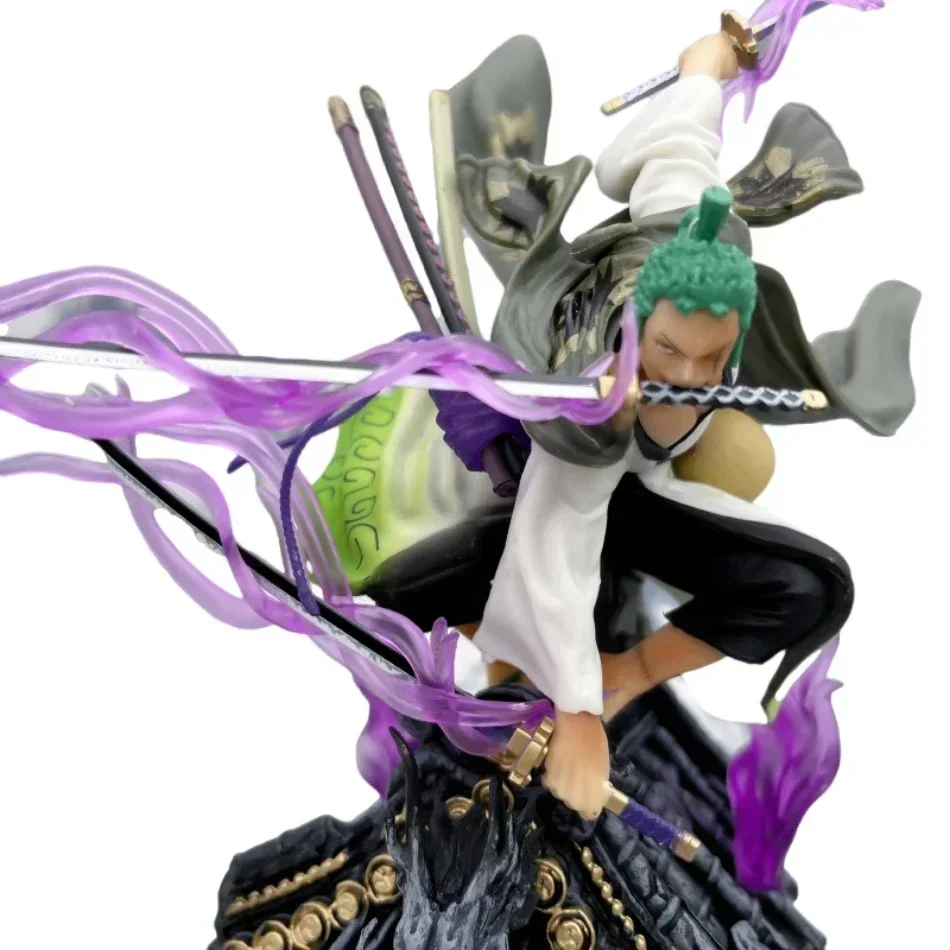 

Roronoa Zoro One Piece Anime Statue Collection Decoration Roof Three-knife Fighting Skill Desktop Decorate Toys Boys Gifts